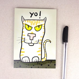 chat tigre cool / carte postale / carte de vœux pour les amoureux des chats / Din A 6 / format portrait / papier 300 g / impression mate / carte sans texte