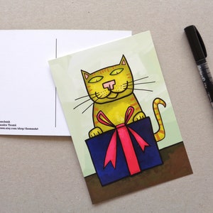 Carte d'anniversaire / carte postale / carte de vœux d'anniversaire avec chat / Din A 6 / format portrait / papier 300 g / impression mate / carte sans texte