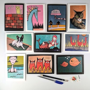10 postales con diferentes motivos / juego de postales con varios motivos / paquete de tarjetas / tarjetas de felicitación para niños / paquete de 10 postales