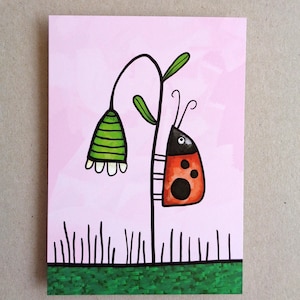 Biglietto di compleanno / cartolina / biglietto di auguri per compleanno con coccinella / Din A6 / formato verticale / carta da 300 g / stampa opaca / biglietto senza testo