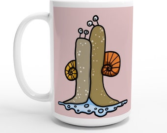 snail couple / coffee mug / big mug / 425 ml / 15 oz / coffee mug with funny mating snails / funny gift for lover / ceramic coffee mug