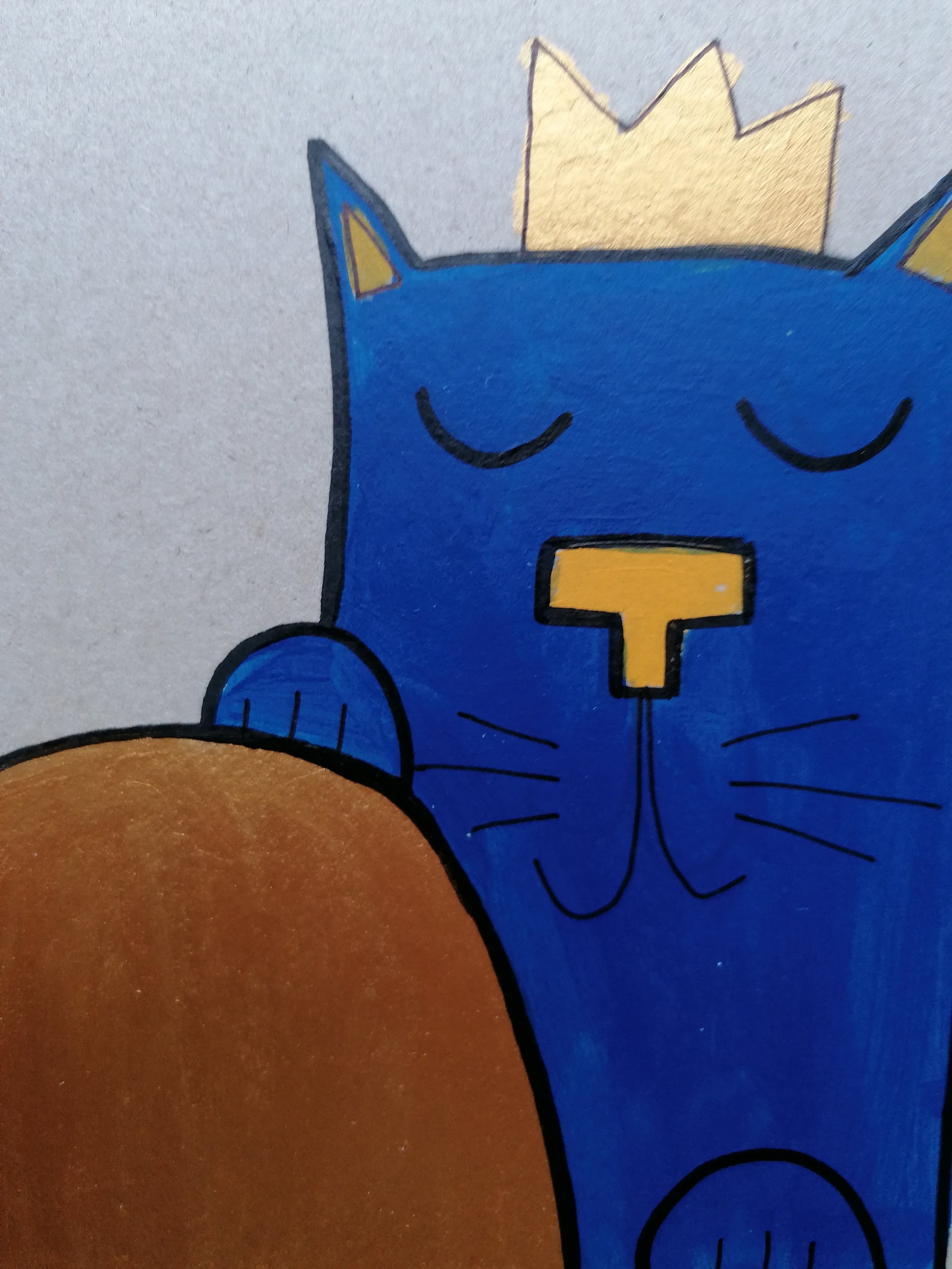 Cat King original painting on carton K 008 Etsy