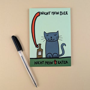 German postcard with cat and beer / postcard  / greeting card / A6 / portrait format /  300 g paper