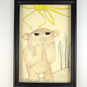 handmade picture / chosen / original painting with tempera colour and pencil on vanilla coloured paper / singleton / inspiring wall art