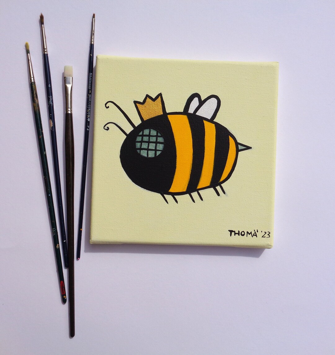 Handmade Acrylic Painting / Queen Bee / Childoriented Canvas Art
