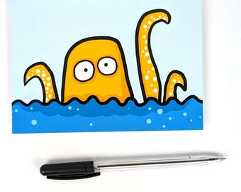 Pieuvre géante / carte postale amusante / carte de vœux pour enfants / Din A6 / format paysage / papier 300 g / impression mate / carte avec pieuvre / sans texte