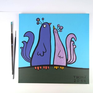 handmade acrylic painting / peakcocks / child-oriented canvas art / singleton