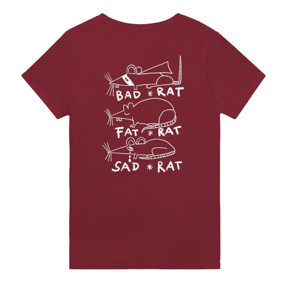 Rats / Funny Rats / Unisex Cotton Tshirt With Funny Back Print
