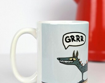 grunting dragon / coffee mug / big mug / 425 ml / 15 oz / coffee mug with funny dragon / funny gift for grumpy friend / ceramic coffee mug