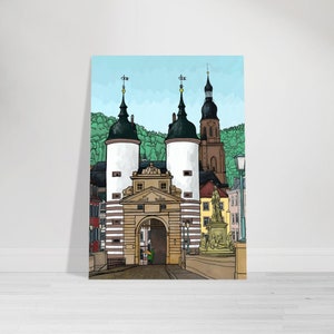 Heidelberg City Gate / Classic poster on semi-matte 170 g paper / Heidelberg Old Bridge / Poster / Souvenir / Keepsake