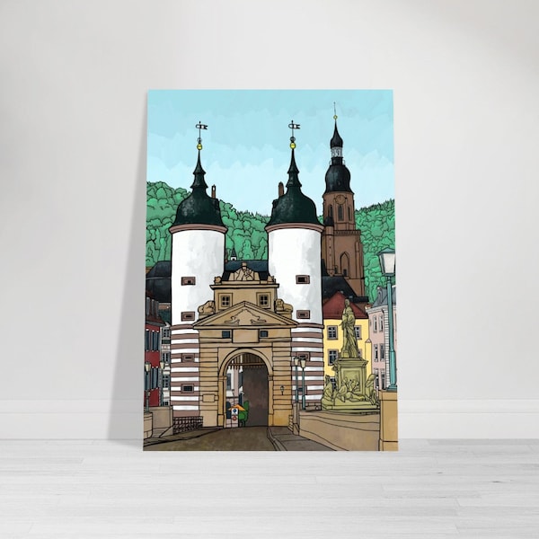 Heidelberg City Gate / Classic poster on semi-matt 170 g paper / Heidelberg Old Bridge / Poster / Souvenir / Keepsake