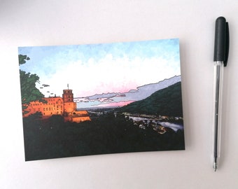 Heidelberg Castle in the evening / postcard / Din A 6 / landscape format / 300 g natural paper cream