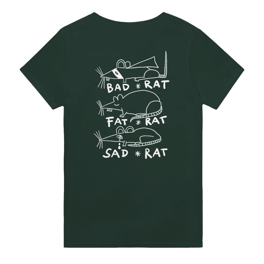 Rats / Funny Rats / Unisex Cotton Tshirt With Funny Back Print