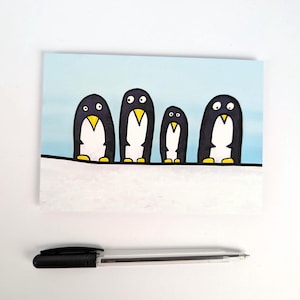 ペンギン / ポストカード / ペンギンの面白いグリーティング カード / A6 / 横長 / 300 g 紙 / マット印刷 / テキストなしの子供向けカード
