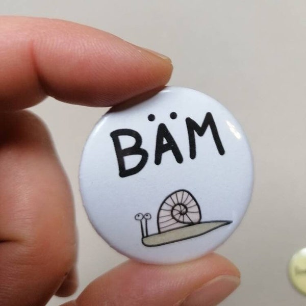 Bäm! Kühlschrankmagnet mit Schnecke / 3,8 cm / Buttonmagnet