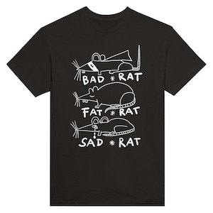 Topi / T-shirt in cotone stampato / T-shirt unisex pesante con scollo tondo / 3 fantastici disegni di topi / T-shirt punk con topi