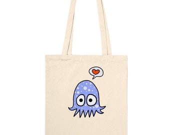 jellyfish in love / cotton bag with print / classic tote bag / funny jellyfish / shopping bag with cute loversmotif / bag for lover