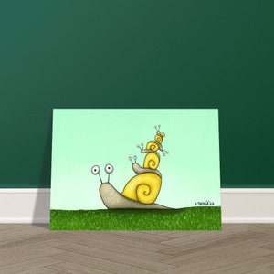 Snail family / child-friendly poster with cute snails / poster made of matte 170 g paper / funny poster with snails for children