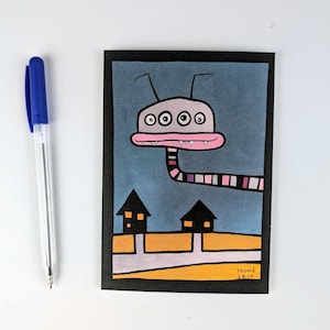 alien mignon / carte postale avec alien drôle / format portrait / Din A 6 / papier crème naturel 300 g / carte postale adaptée aux enfants sans texte