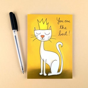 Você é o melhor / cartão postal / cartão de agradecimento / cartão de aniversário / cartão de felicitações com gato / Din A6 / formato retrato / papel 300 g / impressão mate