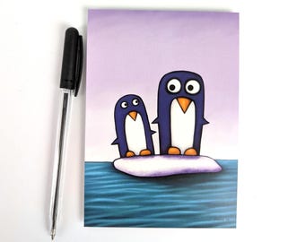 Pingouins / Carte postale / Carte de vœux avec des pingouins amusants / Din A6 / Format portrait / Papier 300 g / Impression mate / Carte adaptée aux enfants sans texte