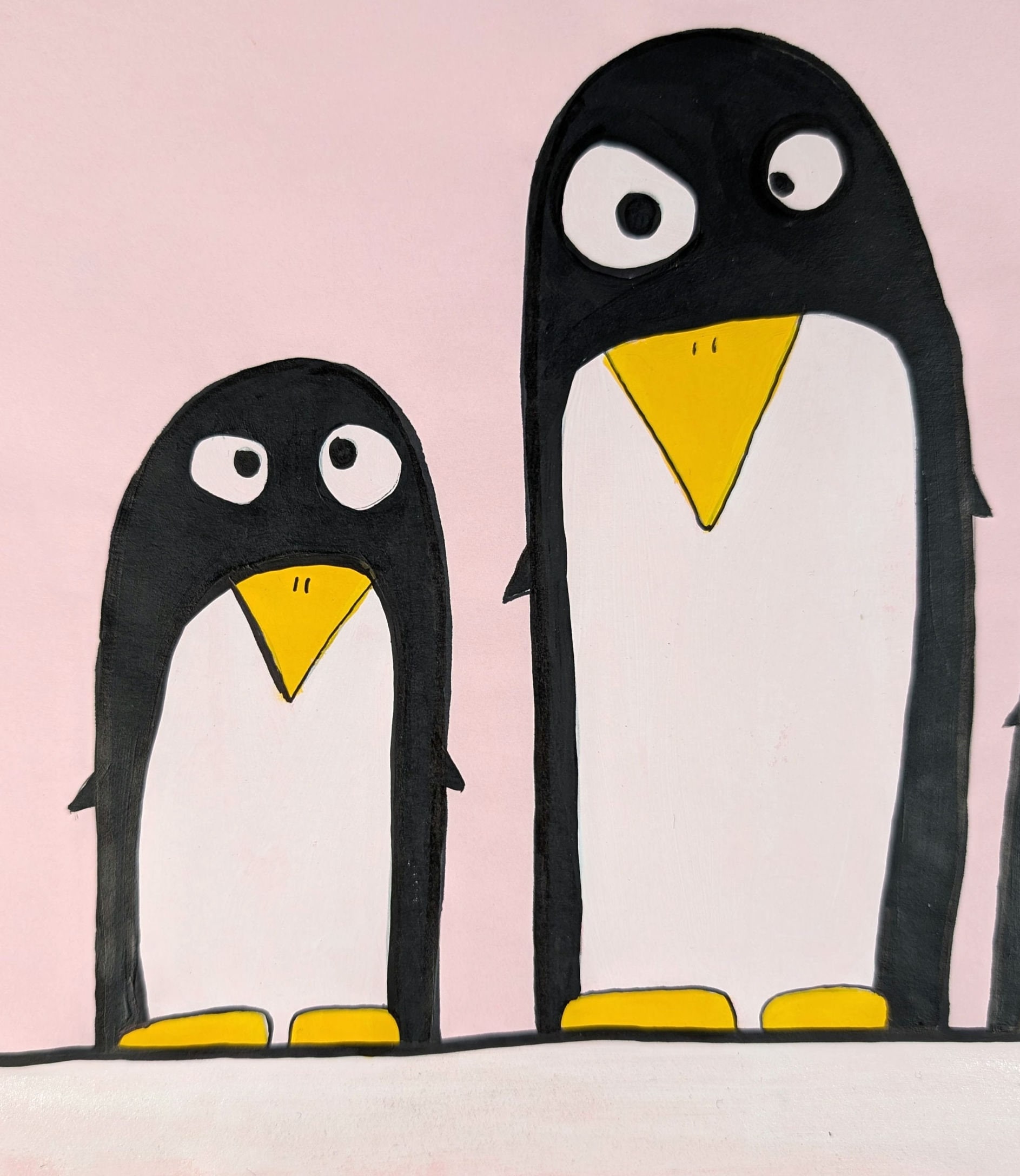 ペンギン 絵画 イラスト アクリル画 20×20 絵画 かわいいペンギンの