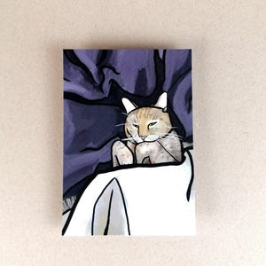 Chat endormi / carte postale avec chat / Din A 6 / format portrait / papier 300 g / impression mate / carte sans texte / carte de vœux chat mignon