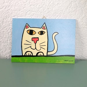 petit chat / peinture originale adaptée aux enfants avec peinture acrylique sur bois / pièce unique / tableau peint à la main pour la chambre des enfants