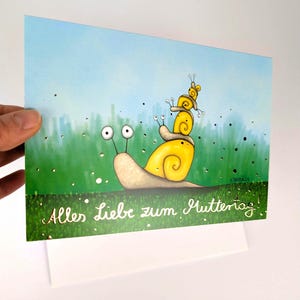 Carte de fête des mères avec escargots / Carte de vœux DIN A5 avec enveloppe premium / Carte pliante en papier couché semi-mat 350g avec or