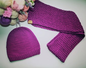 scarf and hat set, hand knitted, winter set, hat and scarf for hids, handmade, made to order