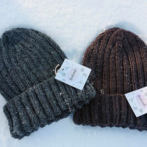 Knitted beanie hat, one size 22-23.6" (56-60 cm) , unisex winter hat, wool and alpaca hat , handmade, knits, made to order