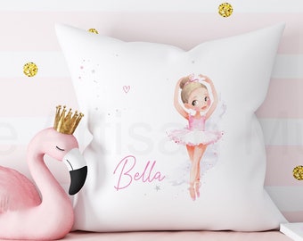 Personalised Children's Ballet Cushion, New baby gift cushion, Birthday gifts for girl, Ballet dancer name cushion, pillow for children