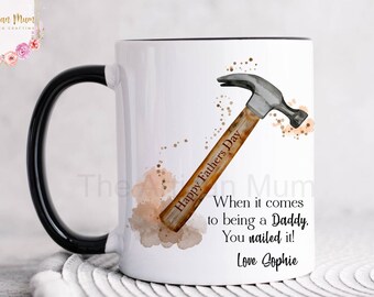 Personalised best dad mug, mug for daddy, father's day gift, number one dad, worlds best daddy, grandad DIY tool gift, gift for men, hammer