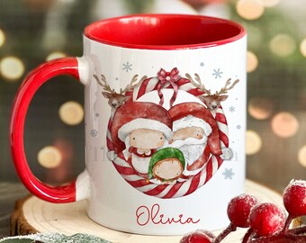Personalised Christmas hot chocolate mug, Christmas Eve box filler, Secret Santa gift, Father Christmas mug, stocking filler, kids Xmas idea