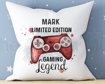 Personalised Children's Gamer Pillow, Limited Edition Gaming cushion, Gifts For Teenage boys, Gamer name cushion, men's gaming  gift, gamers