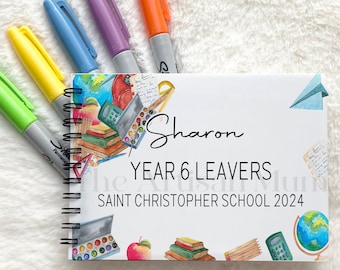 Personalised Primary School Leavers Autograph book, Year 6 keepsake school memory book, Class of 2024 leavers gift, Primary girls and boys