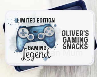 Personalised gamer gift tin, teenage boy girl birthday present, Limited edition design controller, Father's Day gift, gaming console gift