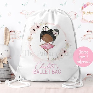 Personalised Ballerina drawstring gym bag, Ballet dance bag for dancers, Ballerina and tap gifts for girls, Ballet shoes bag, Dancing gift image 2