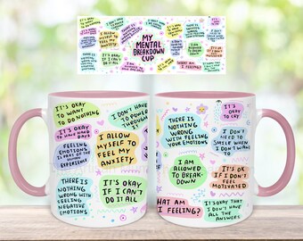 Mental breakdown mug, positivity gift for mum, motivational mental heath gifts, wellbeing self love gift, anxiety presents, affirmation gift