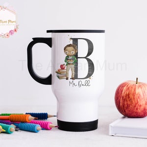 Personalised insulated male teacher travel thermal mug with handle, male teacher gift, teacher and TA thank you present Bild 5