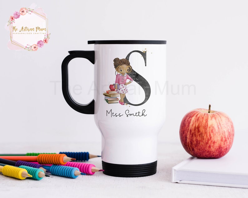 Personalised insulated male teacher travel thermal mug with handle, male teacher gift, teacher and TA thank you present image 6