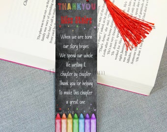 Personalised metal bookmark for book lovers and readers, thank you teacher gifts, for TAs, preschool and nursery keyworkers, male teacher