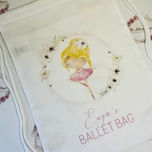 Personalised Ballerina drawstring gym bag, Ballet dance bag for dancers, Ballerina and tap gifts for girls, Ballet shoes bag, Dancing gift image 7