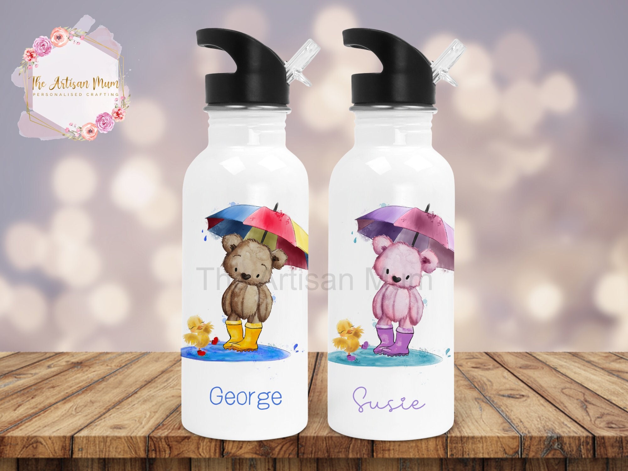 32OZ Bear Water Bottle For Girls Cute Cup With Straw Free Shipping