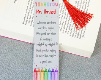 Personalised metal bookmark for book lovers and readers, thank you teacher gift, for TAs, preschool and nursery keyworkers, teachers present