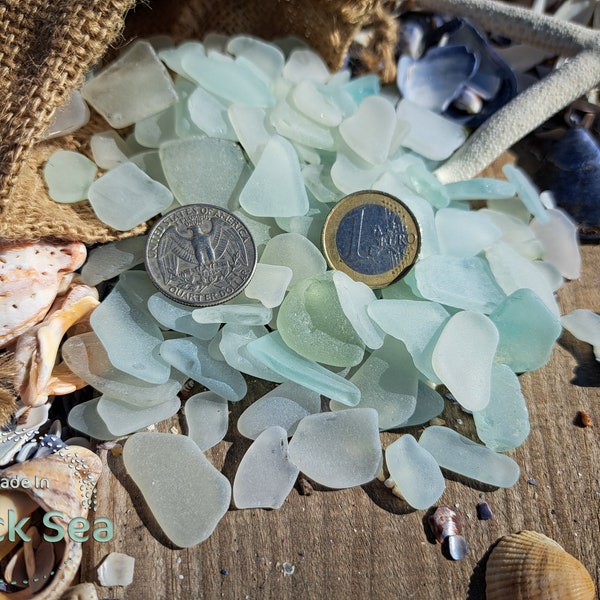 Authentic Sea Glass, Small Size 0.4" to 1", White seafoam color, Real Sea Glass Art