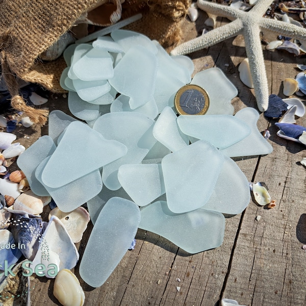 Authentic Large Sea Glass Lot, Size from 1" to 1 1/2", White Sea glass, Glass for mosaic art, free shipping