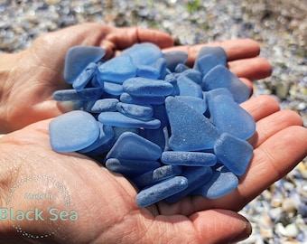 Taille 0,4'' à 1'' authentique verre de mer, morceaux de verre bleu lavande, véritable vrai verre de mer
