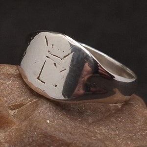 Ancient Medieval Silver Ring with engraving marks, Ring with a crown, Medieval Jewelry, Rare silver Ring Original Old Ring, Ancient Artifact