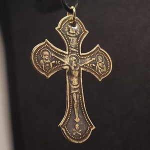Ancient Cross of the 19 th century, Original vintage cross, old brass cross, Religious ancient artifact, Rare Brass cross, Christian mascot
